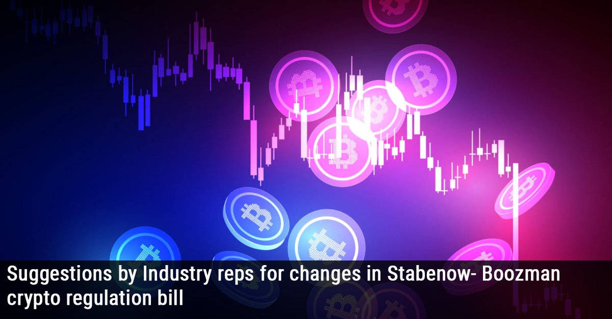 Suggestions by Industry reps for changes in Stabenow- Boozman crypto regulation bill