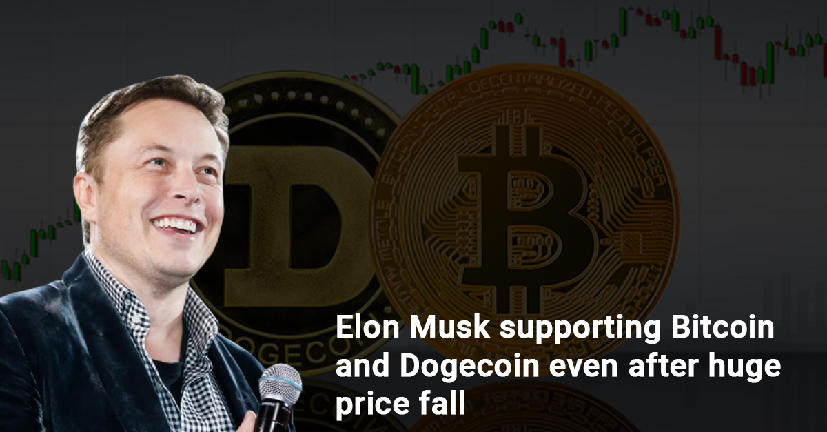 Elon Musk supporting Bitcoin and Dogecoin even after huge price fall