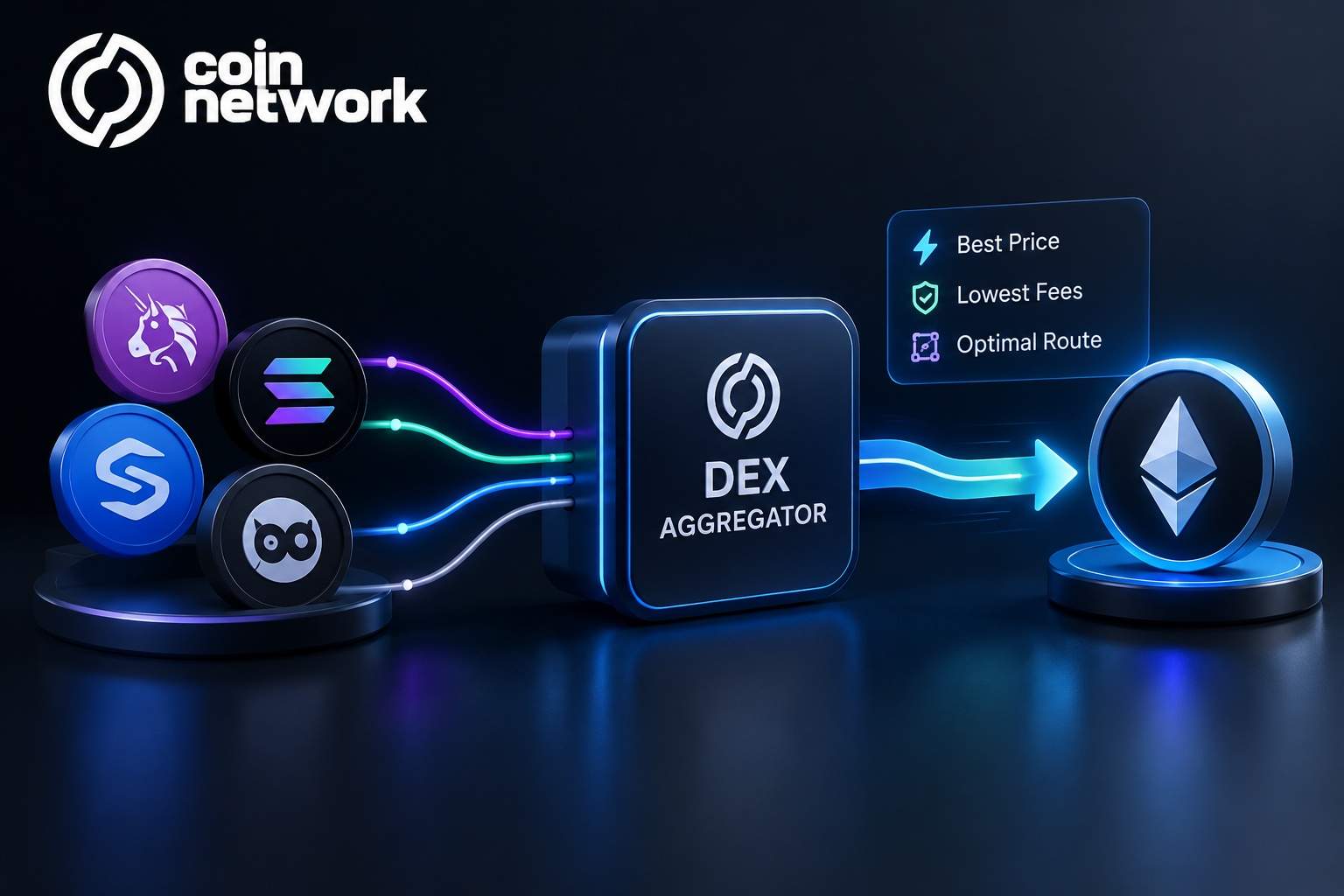 DEX Aggregators finding the best route across multiple decentralized exchanges for a crypto swap